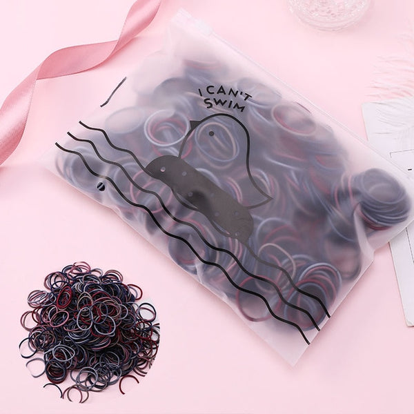 Set of 100 Colorful Elastic Hair Bands - OK&WELL