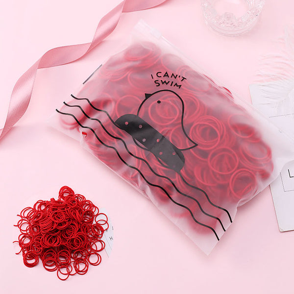 Set of 100 Colorful Elastic Hair Bands - OK&WELL