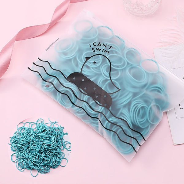 Set of 100 Colorful Elastic Hair Bands - OK&WELL