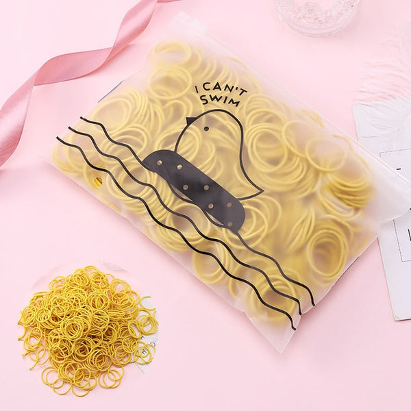 Set of 100 Colorful Elastic Hair Bands - OK&WELL