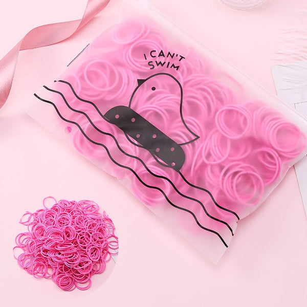 Set of 100 Colorful Elastic Hair Bands - OK&WELL