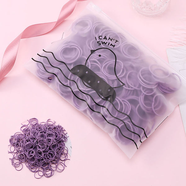 Set of 100 Colorful Elastic Hair Bands - OK&WELL