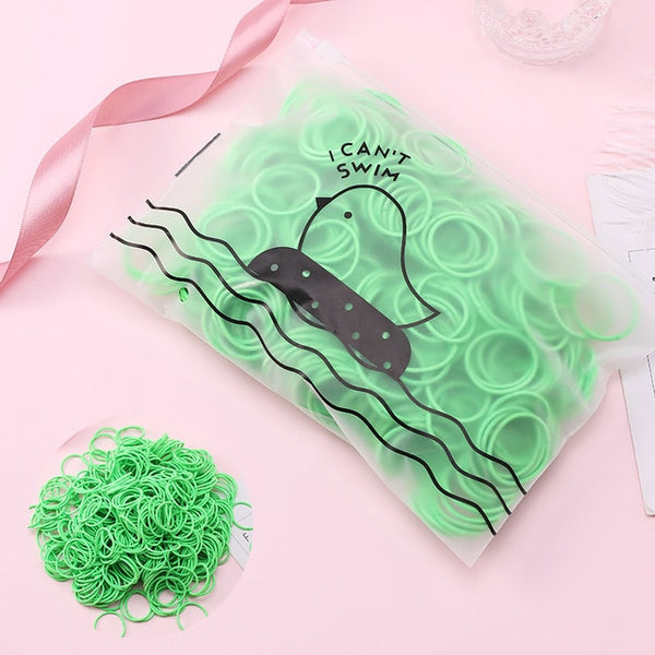 Set of 100 Colorful Elastic Hair Bands - OK&WELL