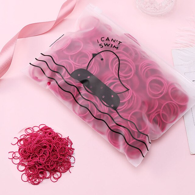 Set of 100 Colorful Elastic Hair Bands - OK&WELL