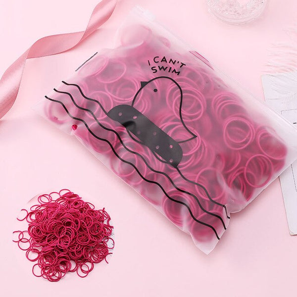 Set of 100 Colorful Elastic Hair Bands - OK&WELL